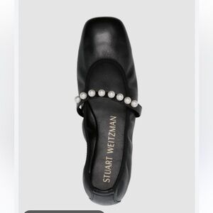 ✨ Stuart Weitzman Goldie Pearl Ballet Flat – Black Lacquer Nappa | Size 9.5 ✨